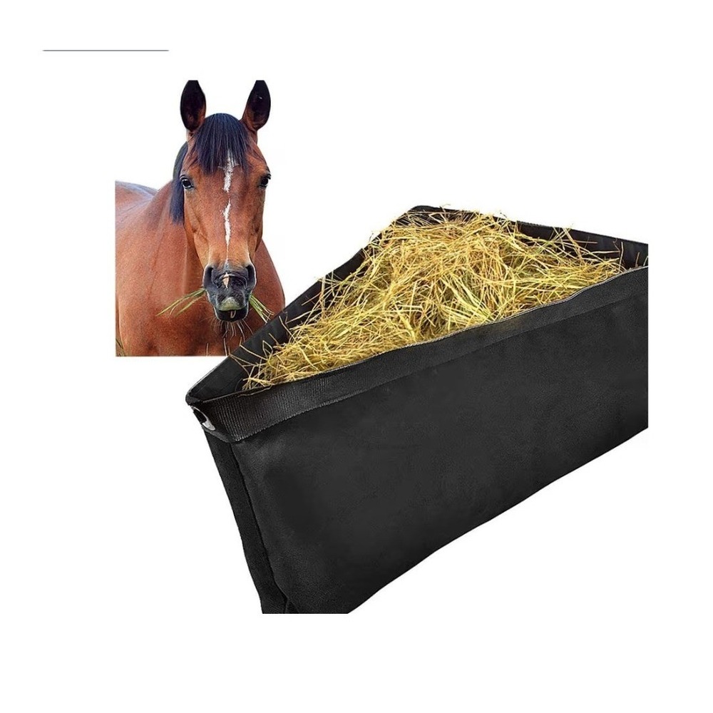 Asooll Horse Corner Hay Feeder Bag Large Capacity Mesh Bottom‎ Trailer Stall